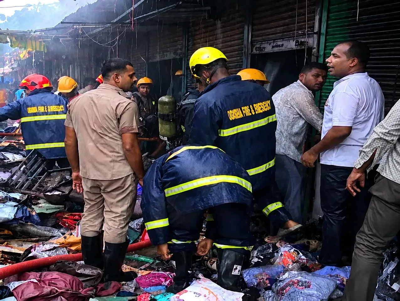 ଭୁବନେଶ୍ୱର ୟୁନିଟ୍-୨ ମାର୍କେଟ୍ ବିଲଡିଂରେ ଭୟଙ୍କର ଅଗ୍ନିକାଣ୍ଡ, ୧୫ ରୁ ଅଧିକ ଦୋକାନ ଜଳିଗଲା
