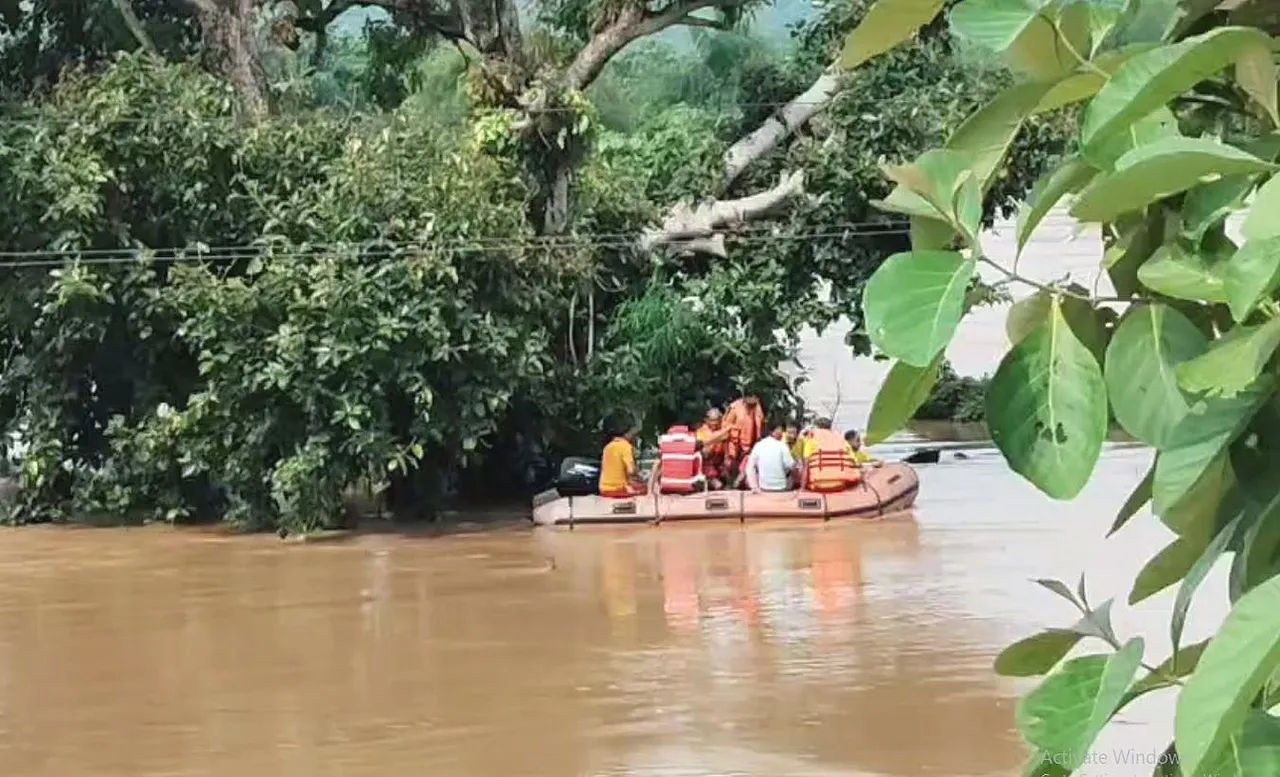ବନ୍ୟାଜଳରେ ଫସିଲେ ଚାଷୀ ୩ ଘଣ୍ଟା ଗଛ ଉପରେ , ଉଦ୍ଧାର କଲା ଉଦ୍ଧାରକାରୀ ଦଳ